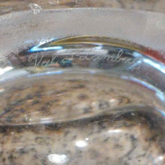 VTG Signed Val St. Lambert France Wave Crystal Clear Ashtray Trinket Dish - Picture 13 of 15